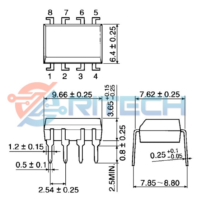 Kích thước Opto TLP DIP
