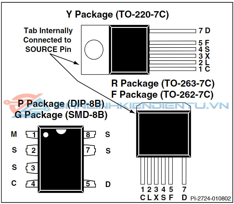 Sơ đồ chân IC TOP245YN