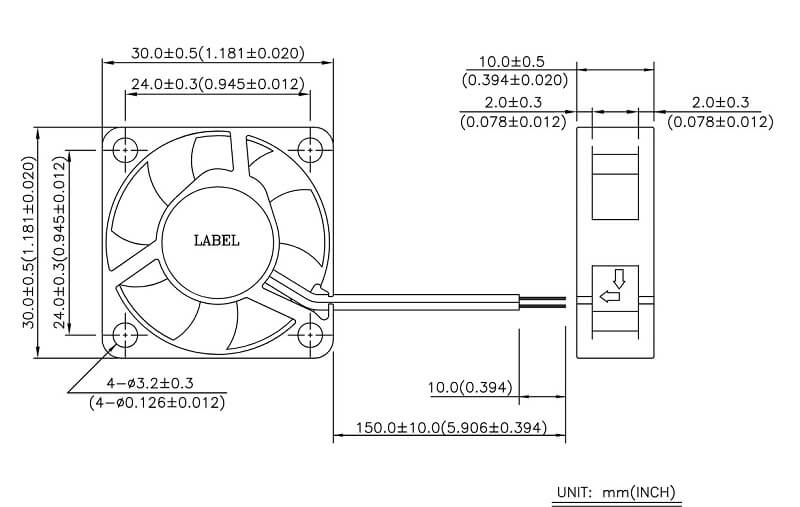Kích thước quạt tản nhiệt AFB0312HA