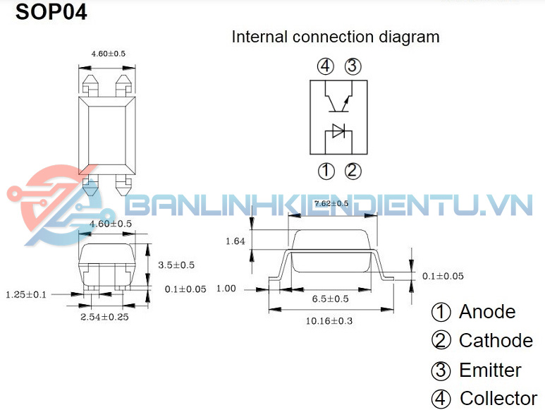 Kích thước PC816 sop4
