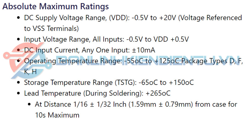 THÔNG SỐ KĨ THUẬT CD4019