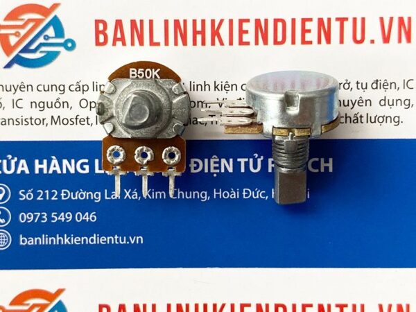 Chiết áp đơn 50K 15mm núm vát
