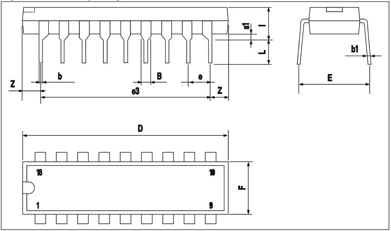 Kích thước chân IC ULN2804