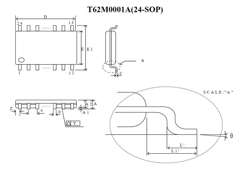 Kích thước chân IC T62M0001