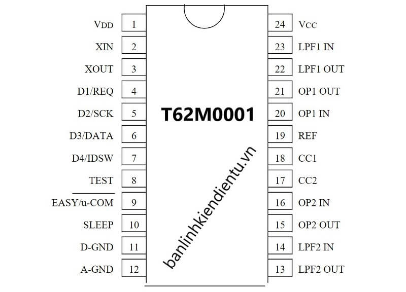 Sơ đồ chân IC T62M0001