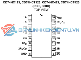 Sơ đồ các chân của IC CD74HC123E