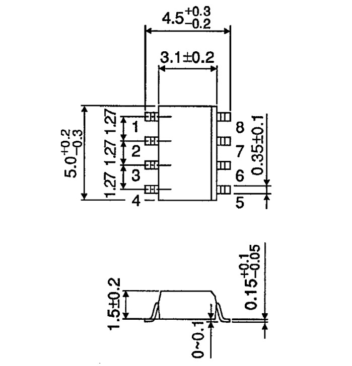 Kích thước chân IC 7W00F