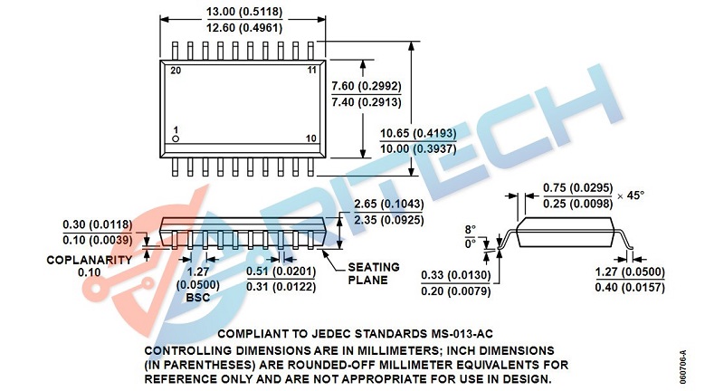 Kích thước IC ADM3251E