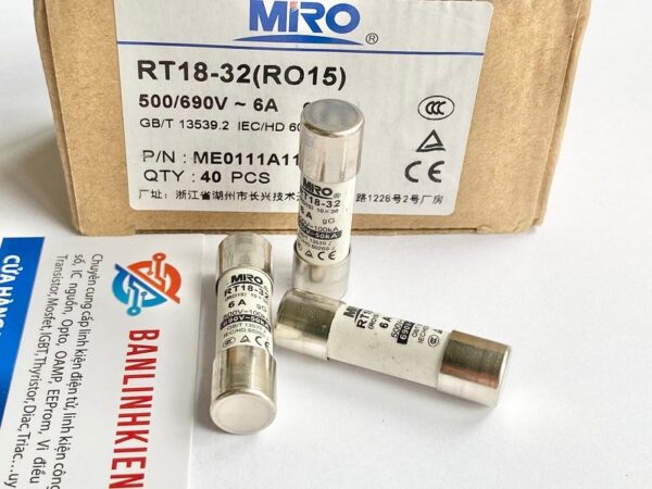 Cầu chì sứ 500V 6A 10x38mm