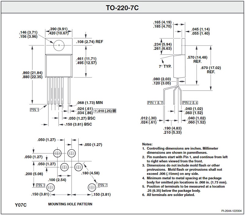 Kích thước IC nguồn TOP YN