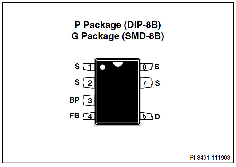 Sơ đồ chân IC LNK363GN