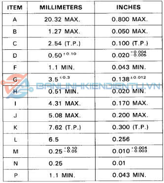 Kích thước UPC494C
