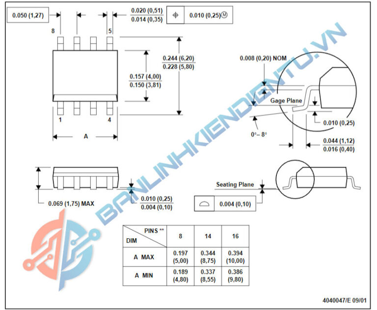 Kích thước TLC277I